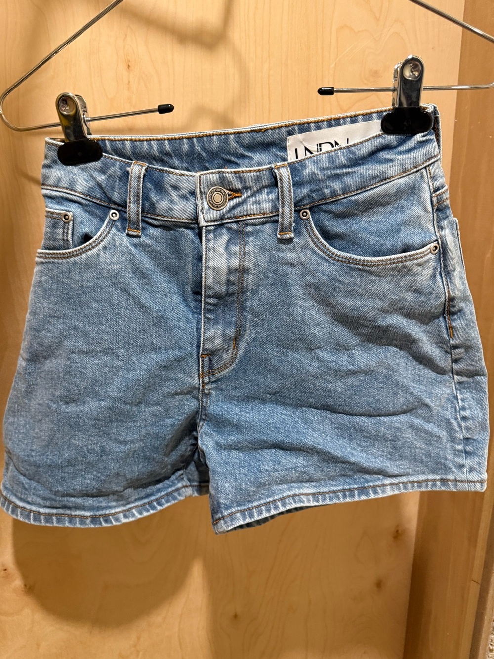 LNDN Indigo High-Rise Denim Shorts - Light Blue Size 23